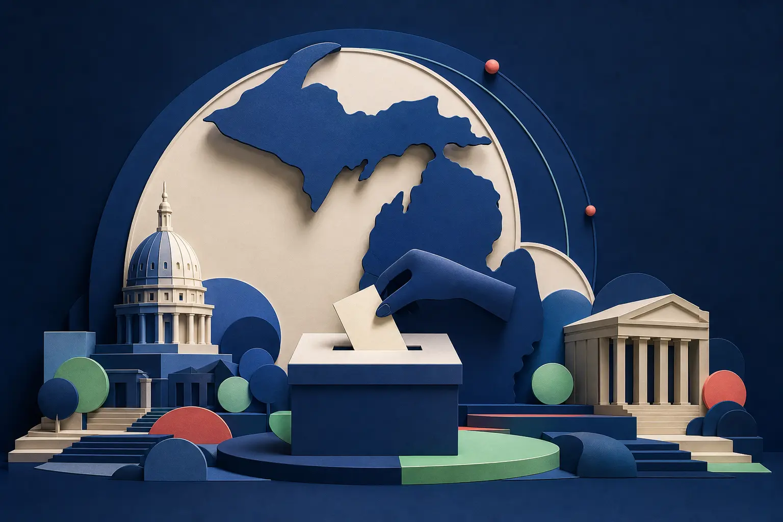 Editorial illustration for: Will the Democratic Party win the 2026 Michigan U.S. Senate race?