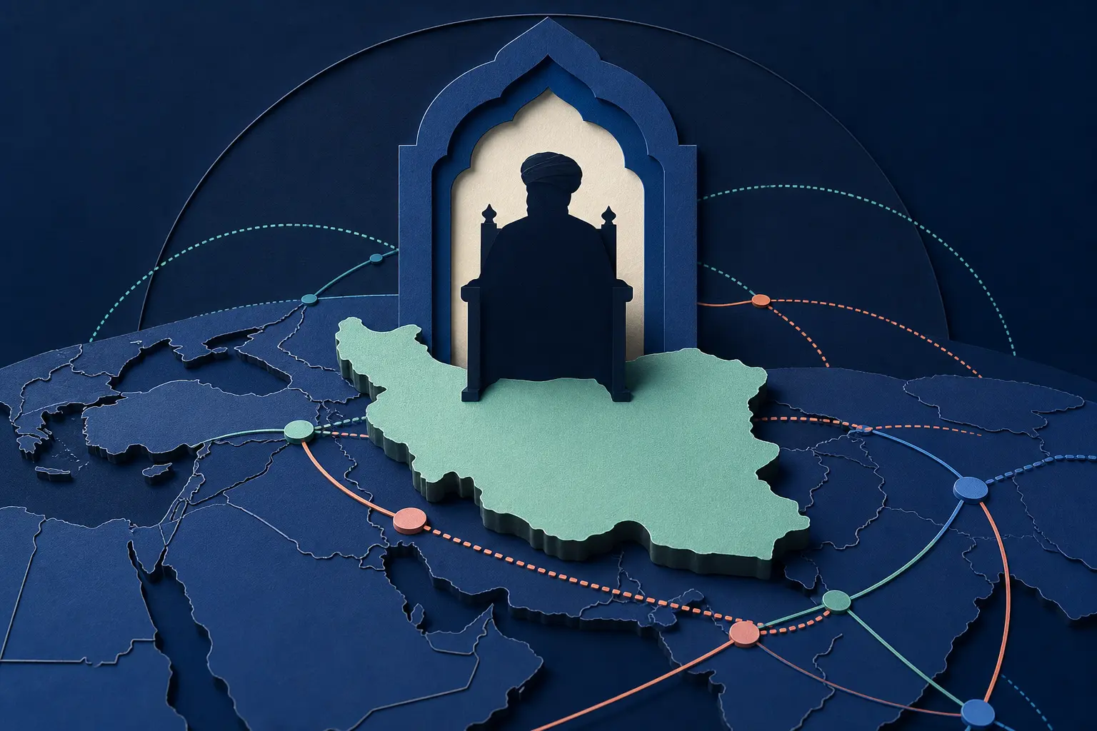 Redaktionelle Illustration zum Ereignis: Ist Mojtaba Chamenei Ende 2026 faktischer Staatschef des Iran?