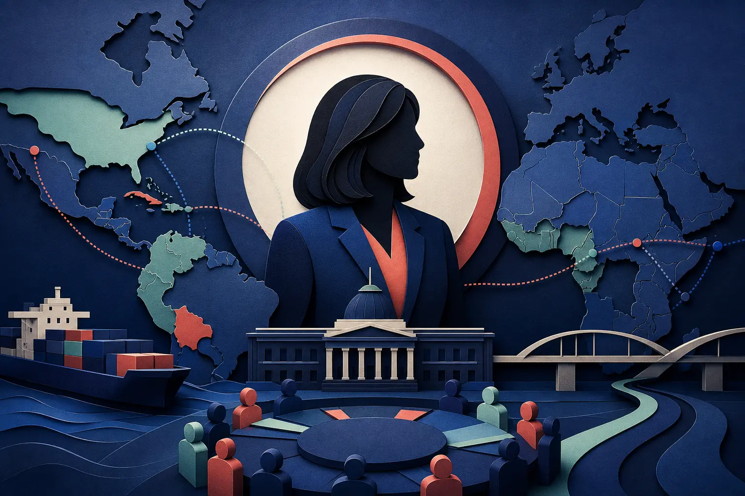 Editorial illustration for: Will Delcy Rodríguez Be Venezuela's De Facto Leader By The End Of 2026?
