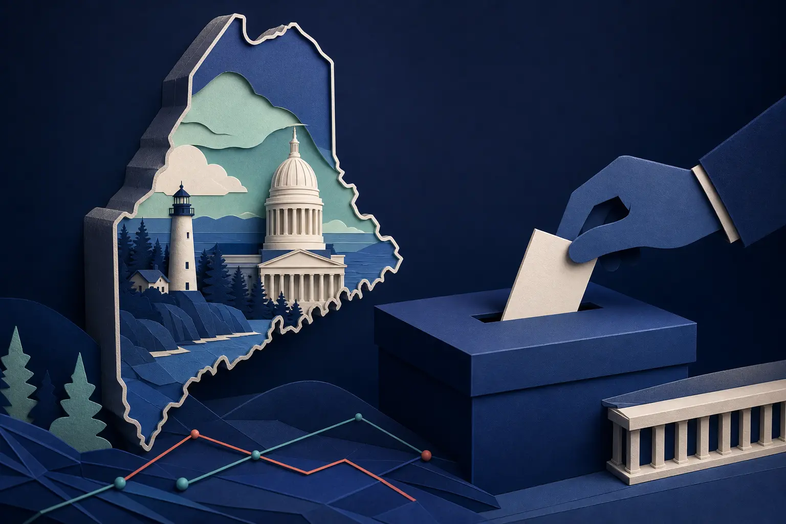 Editorial illustration for: Will Troy Jackson be the Democratic nominee for U.S. Senate in Maine in 2026?