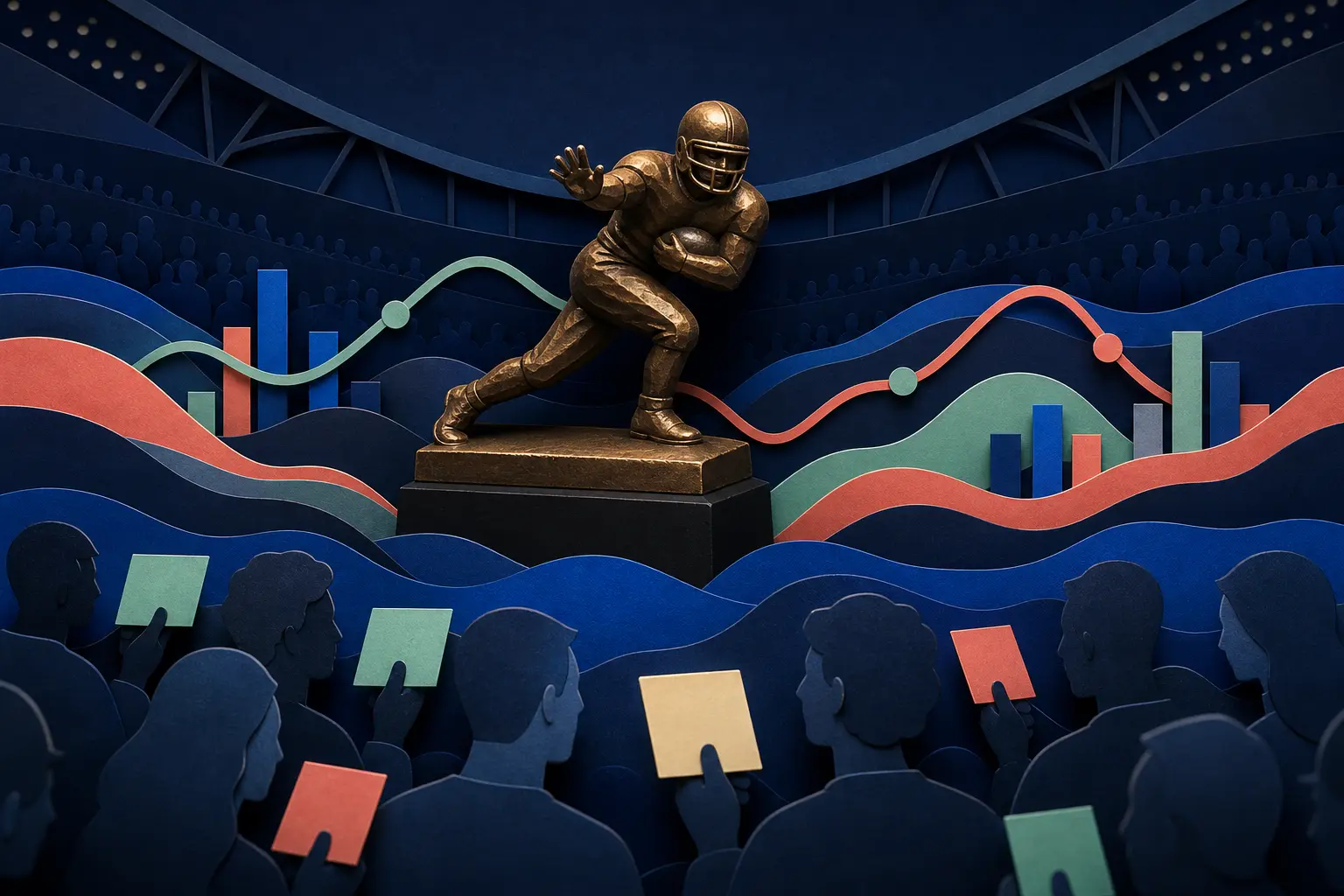 Editorial illustration for: Who will win the 2026 college football Heisman Trophy?