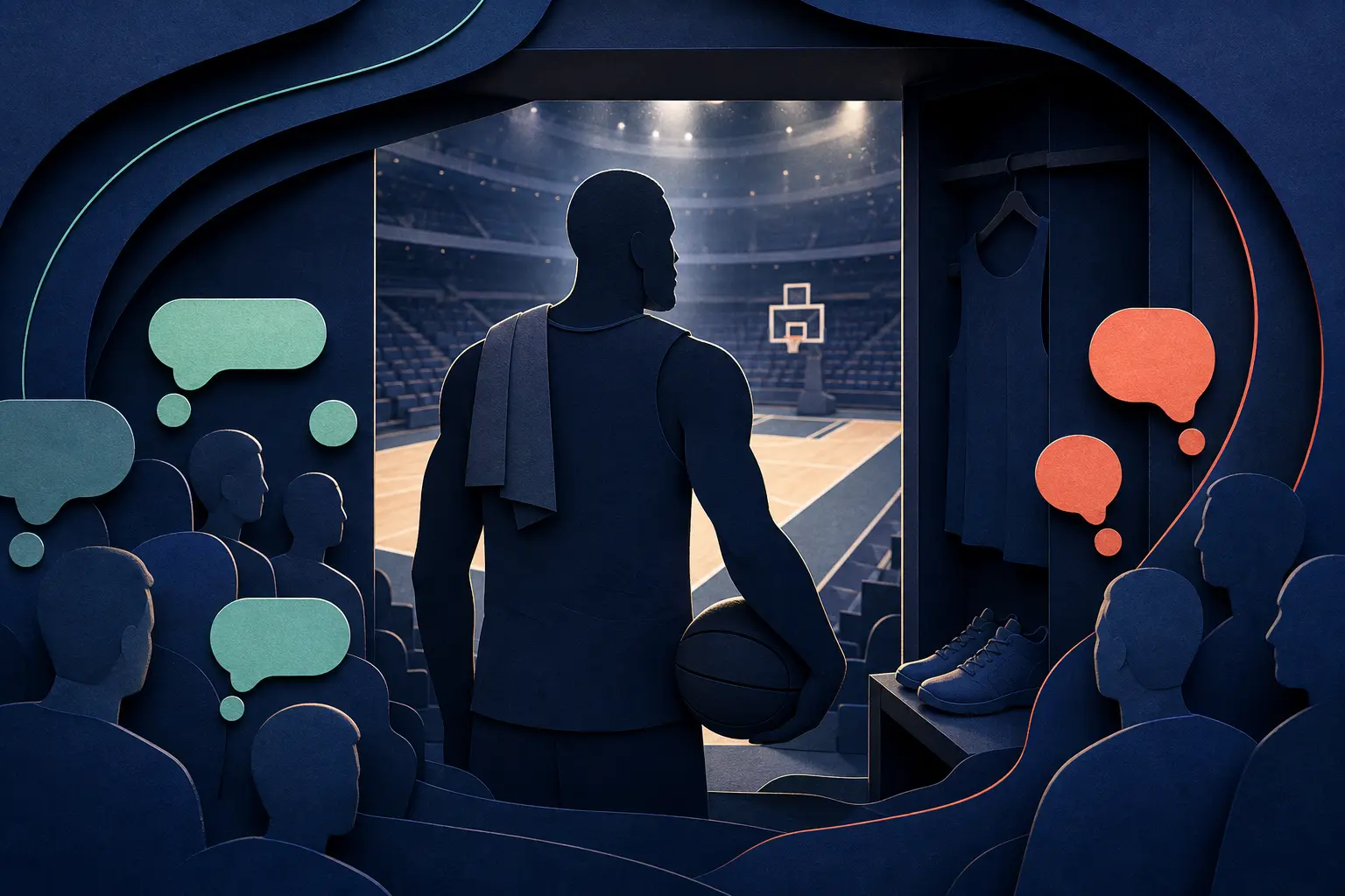 Editorial illustration for: Will LeBron James retire before the 2026-27 NBA season starts?