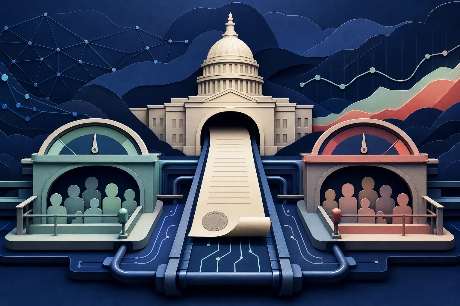 Editorial illustration for: Will the Clarity Act (H.R.3633) be signed into law in 2026?