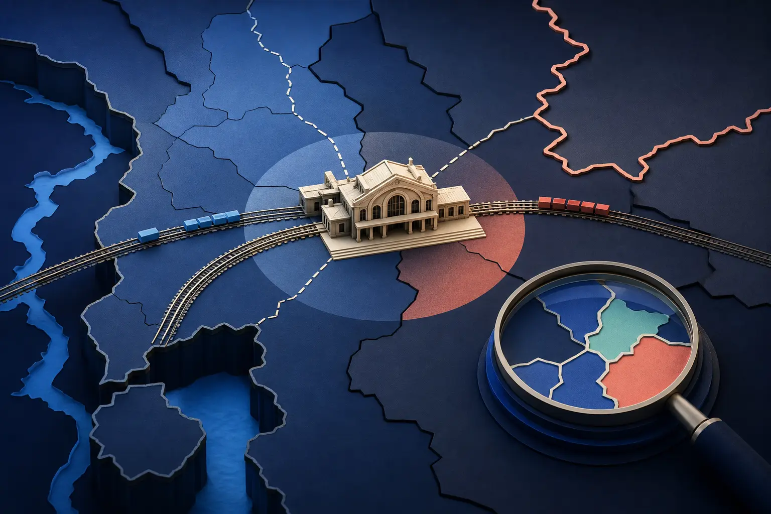 Ilustracja redakcyjna wydarzenia: Czy Rosja zdobędzie stację kolejową w Konstantynówce do końca 2026 roku?