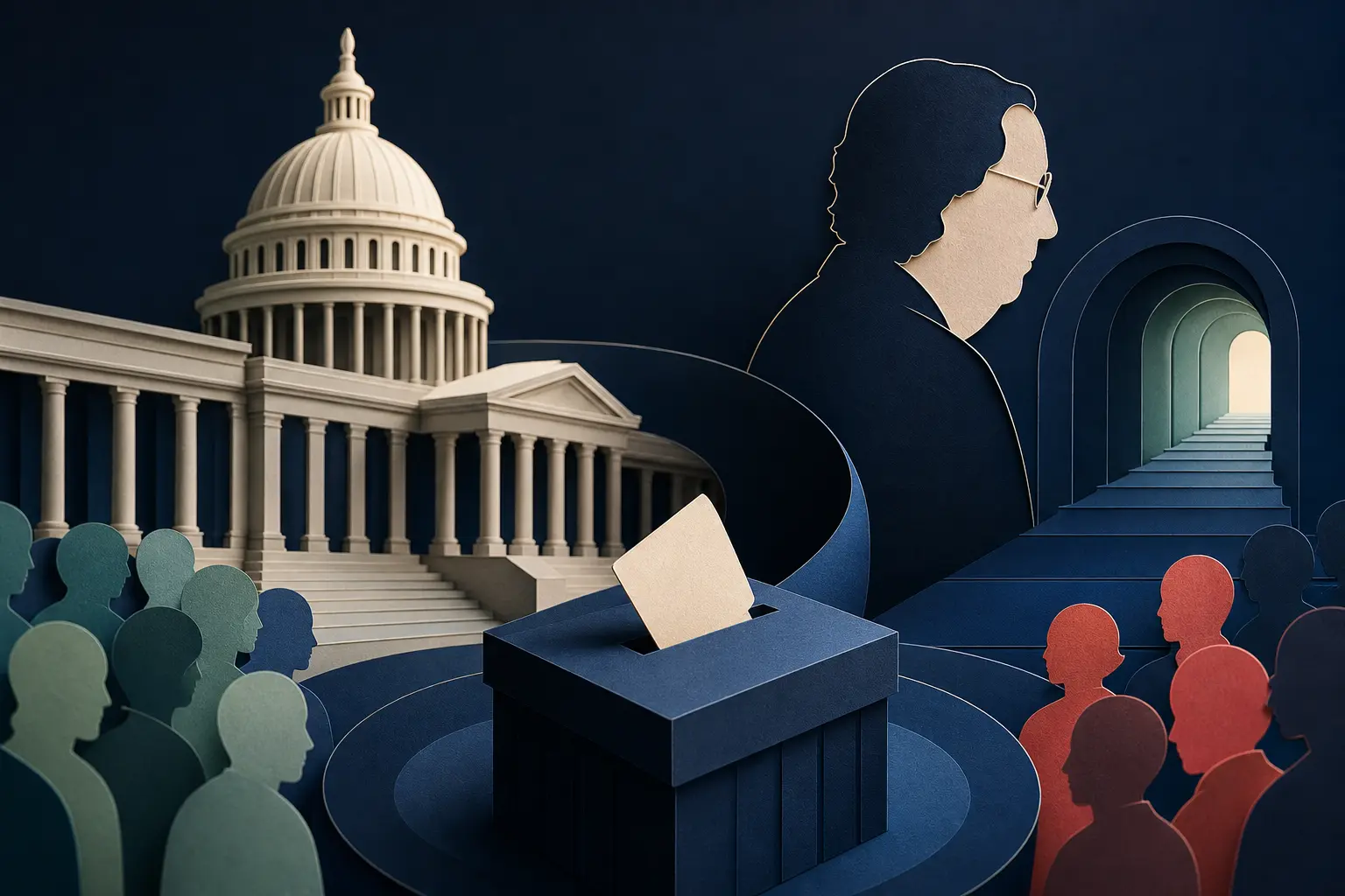 Editorial illustration for: Will Mitch McConnell resign from the Senate before the 2026 midterms?