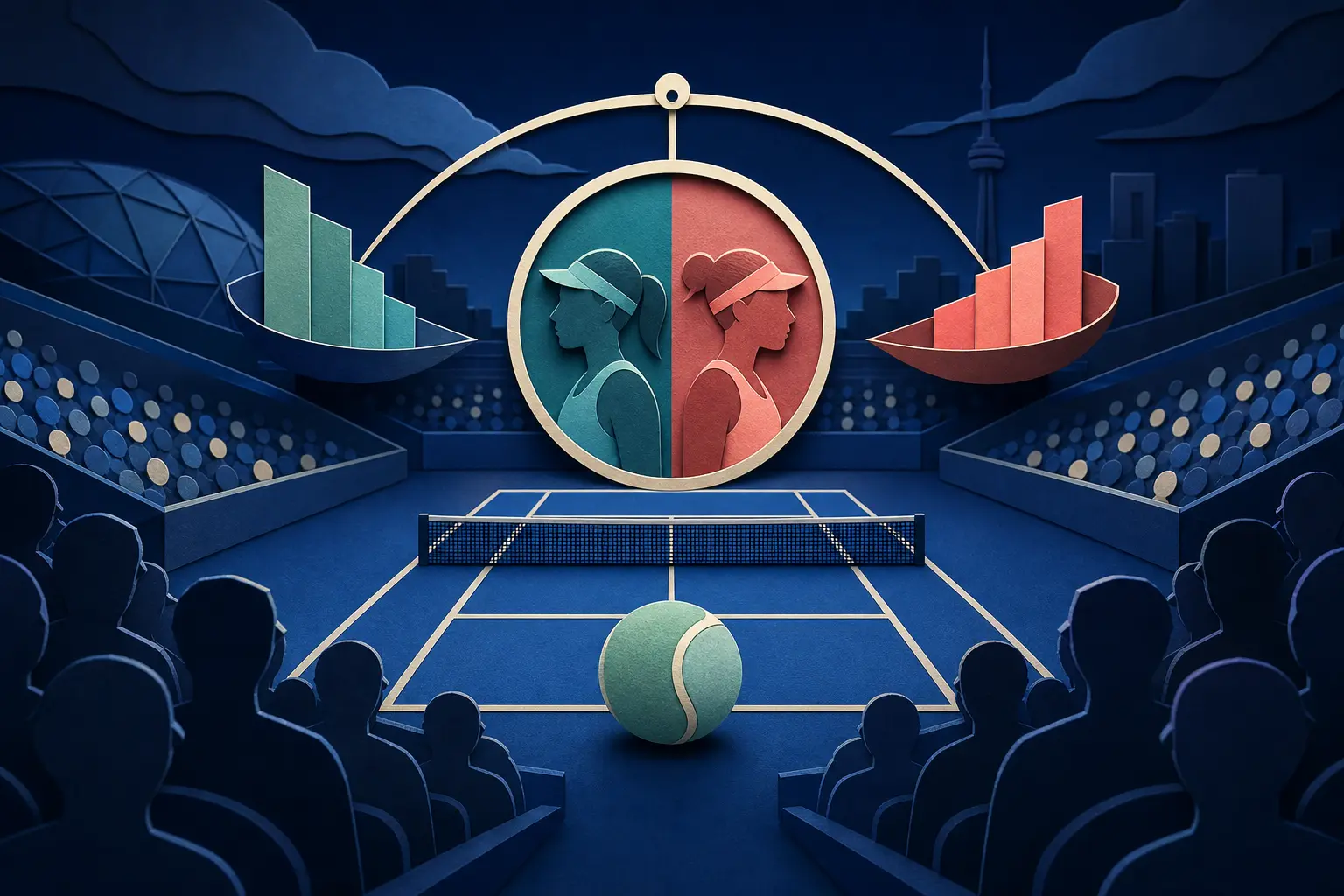 Editorial illustration for: Will Belinda Bencic beat Alexandra Eala at the 2026 National Bank Open?
