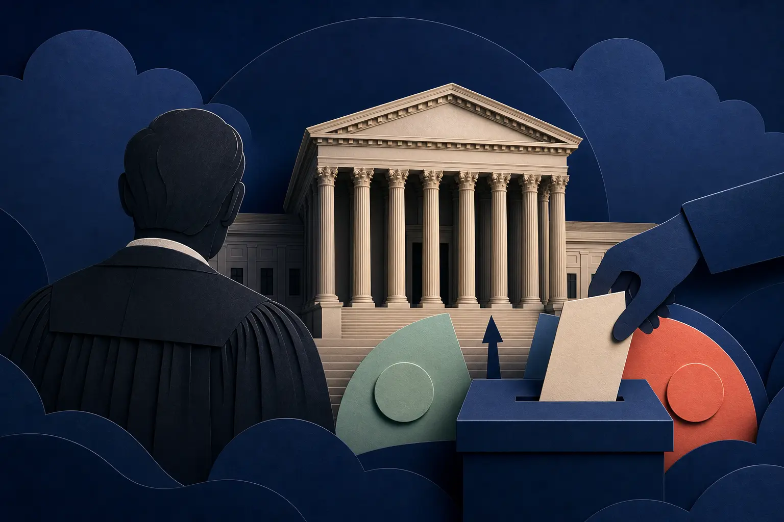Editorial illustration for: Will Justice Samuel Alito retire from the Supreme Court before January 2027?