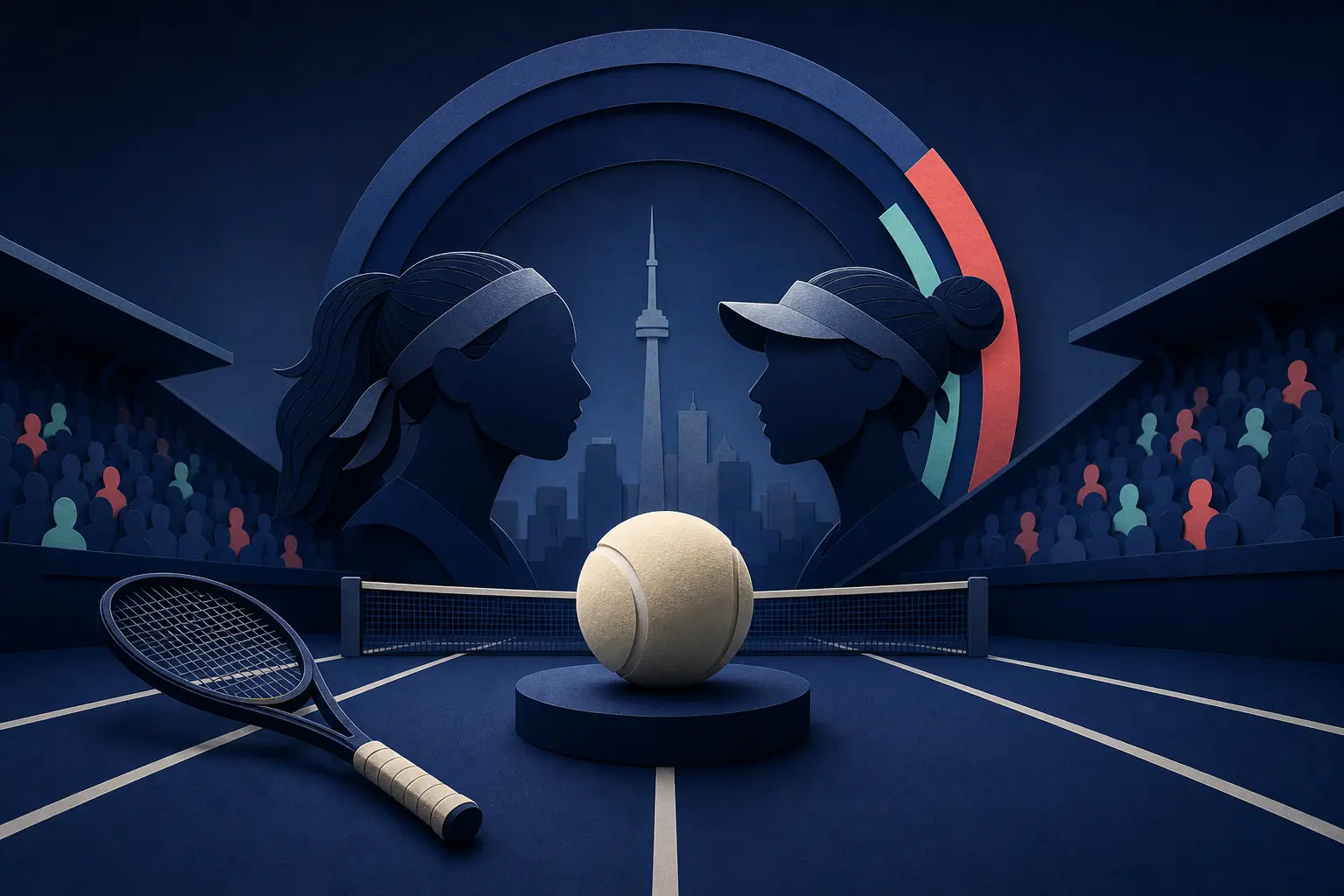 Editorial illustration for: Will Coco Gauff defeat Belinda Bencic at the 2026 National Bank Open?
