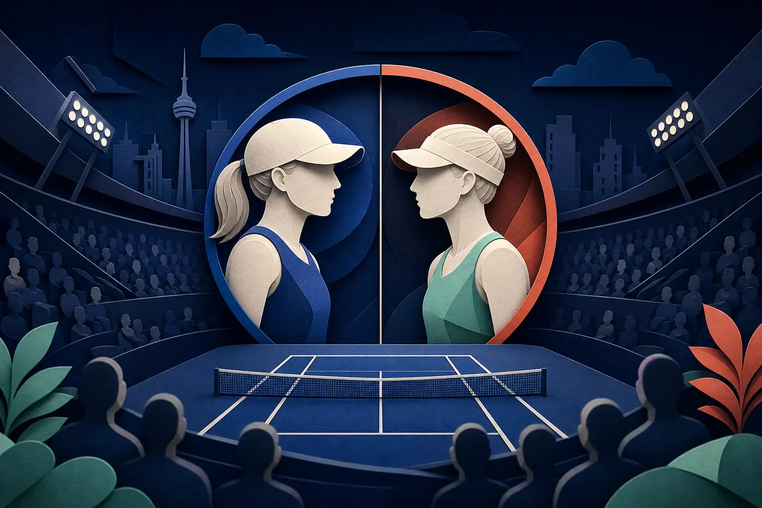 Editorial illustration for: Will Iga Świątek beat Elina Svitolina at the 2026 National Bank Open?
