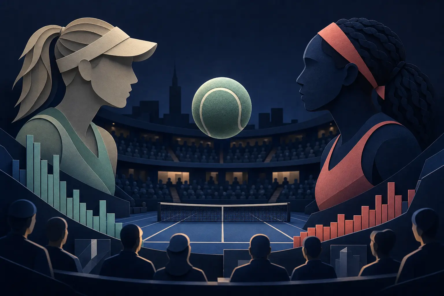 Editorial illustration for: Will Elena Rybakina beat Coco Gauff at the 2026 National Bank Open?