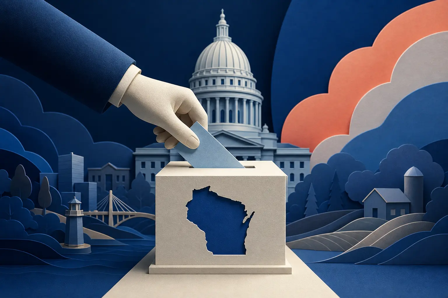 Editorial illustration for: Will a Democrat win the 2026 Wisconsin governor race?