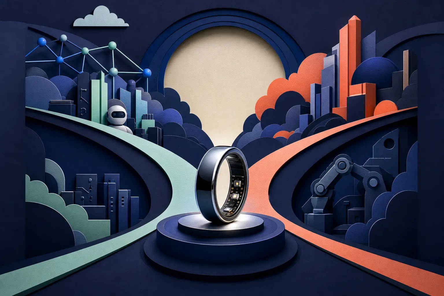 Editorial illustration for: Will Oura's IPO value the company at $20 billion or more on day one?