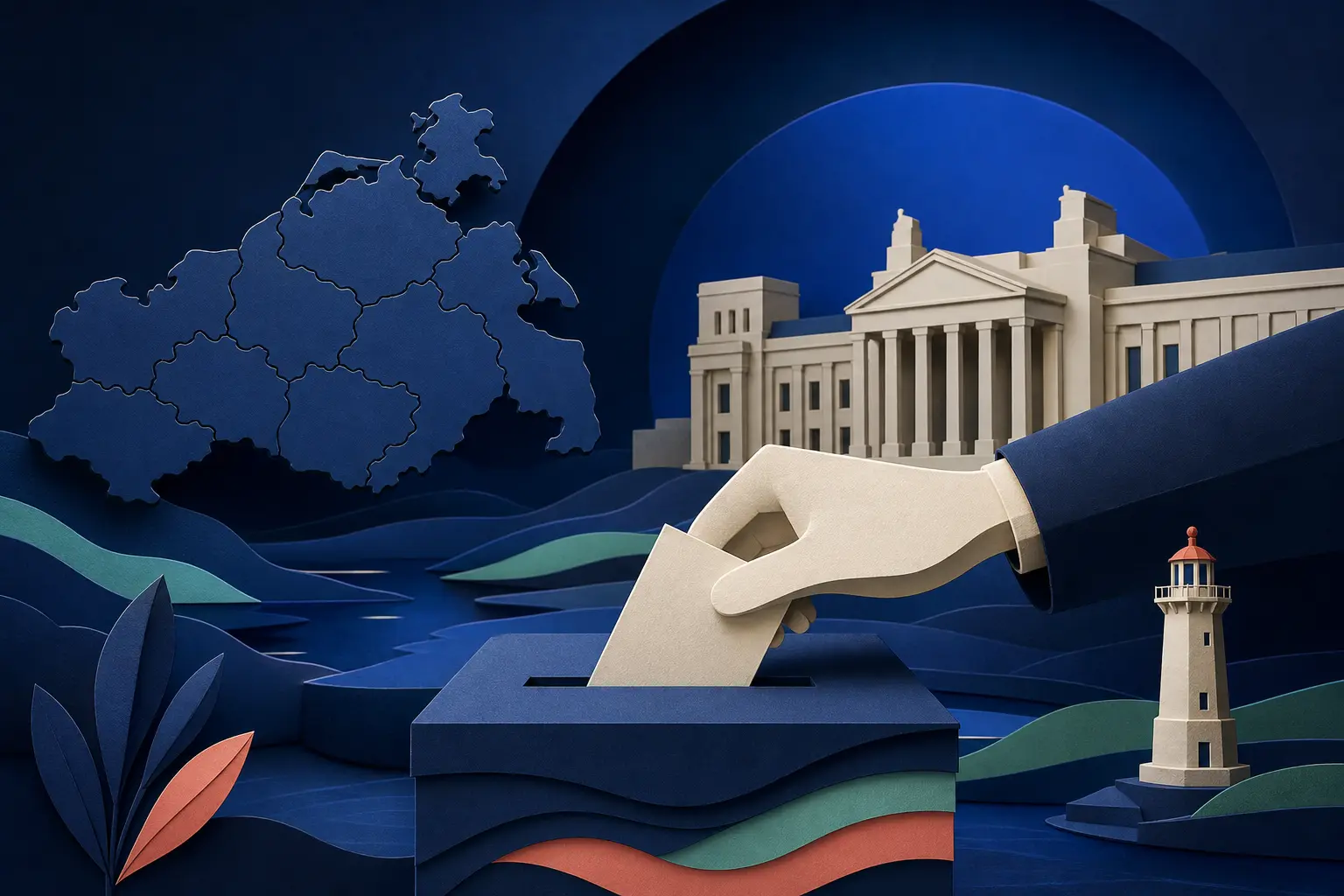 Redaktionelle Illustration zum Ereignis: Wird die AfD bei der Landtagswahl 2026 in Mecklenburg-Vorpommern die meisten Sitze gewinnen?