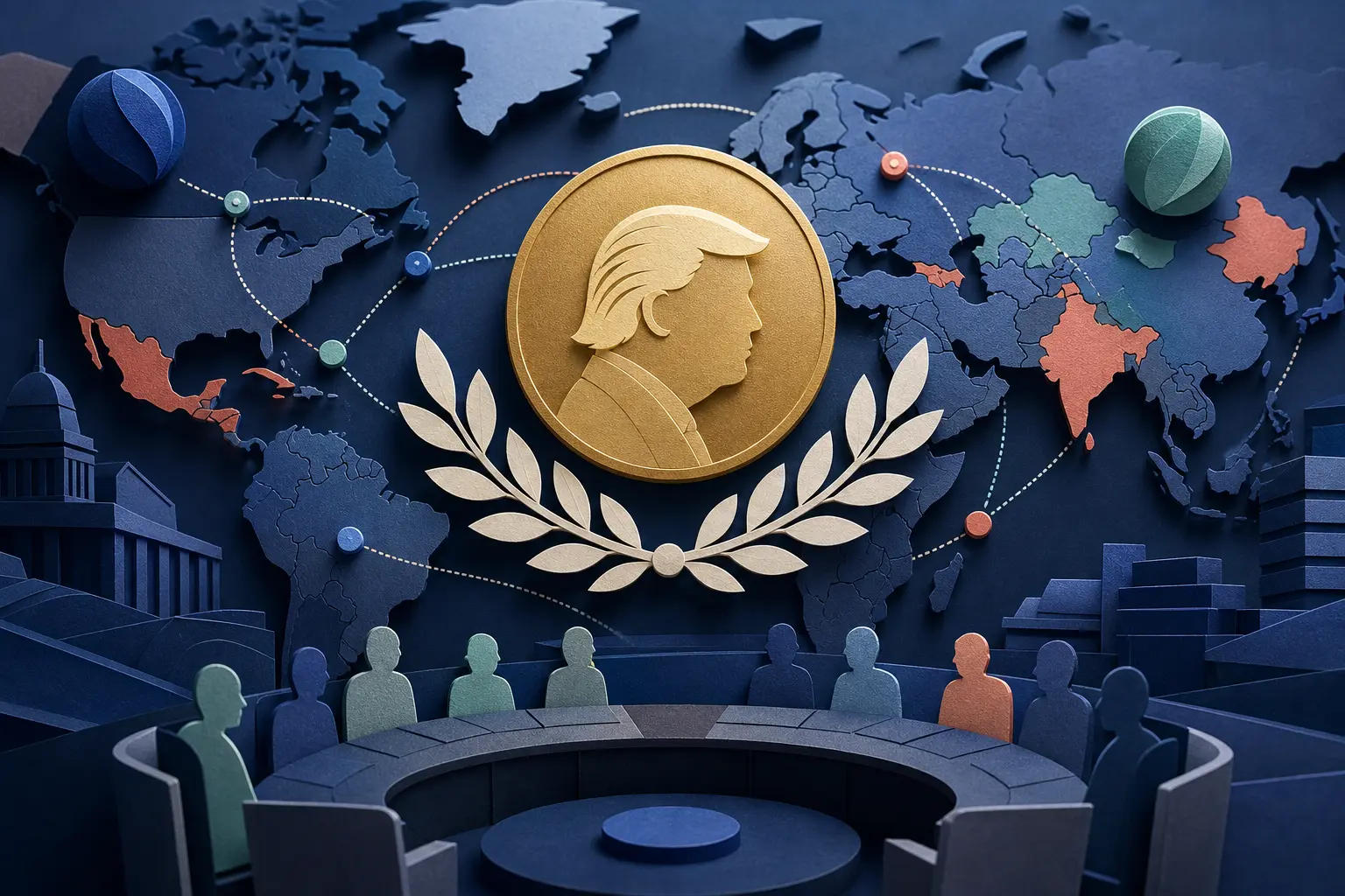 Editorial illustration for: Will Donald Trump win the 2026 Nobel Peace Prize?