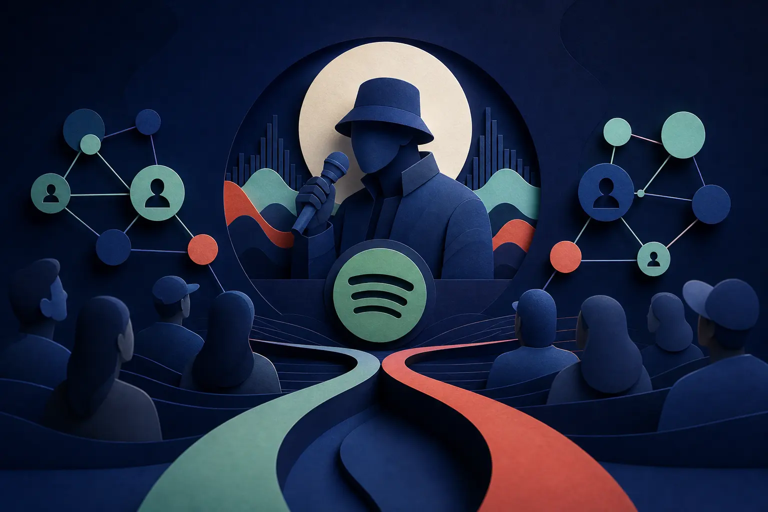 Editorial illustration for: Will Bad Bunny be Spotify's top artist for 2026?