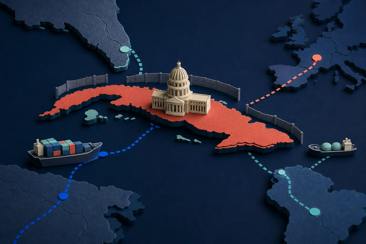 Editorial illustration for: Will Cuba's Communist government fall in 2026?