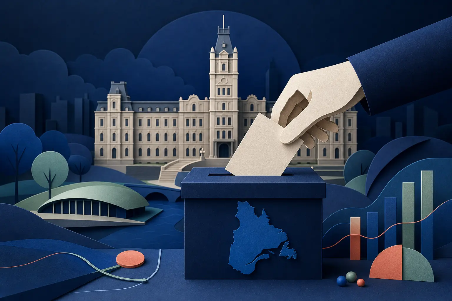 Editorial illustration for: Will Christine Fréchette become Premier of Quebec after the 2026 election?