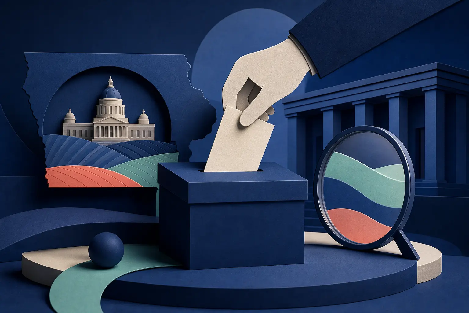 Editorial illustration for: Will Republicans win the 2026 Iowa U.S. Senate race?