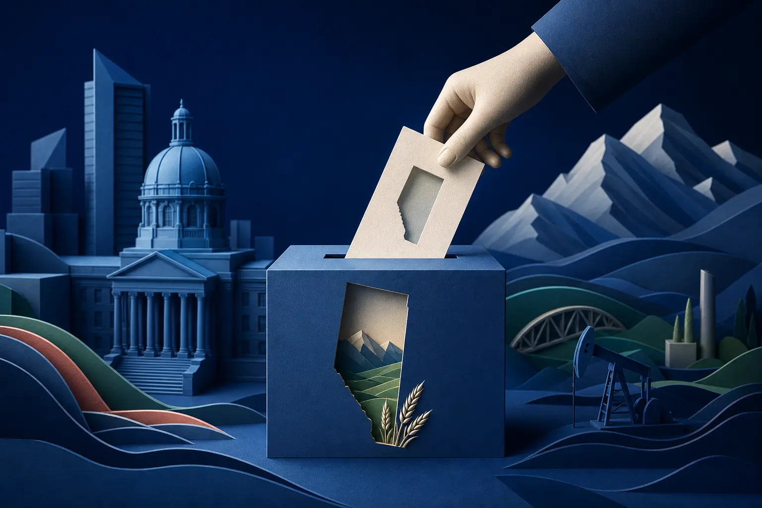 Editorial illustration for: Will Alberta vote for independence from Canada in 2026?