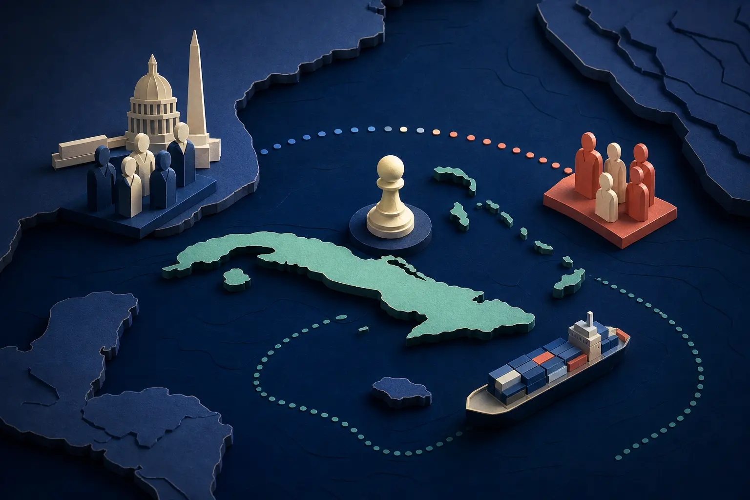 Editorial illustration for: Will the United States invade Cuba in 2026?