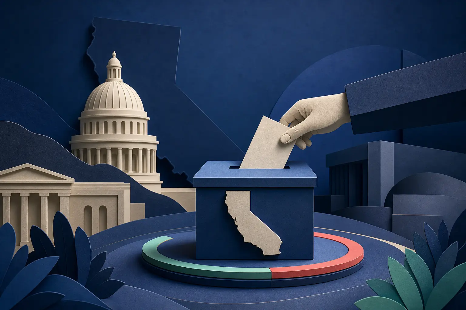 Editorial illustration for: Will Chad Bianco win the 2026 California Governor election?