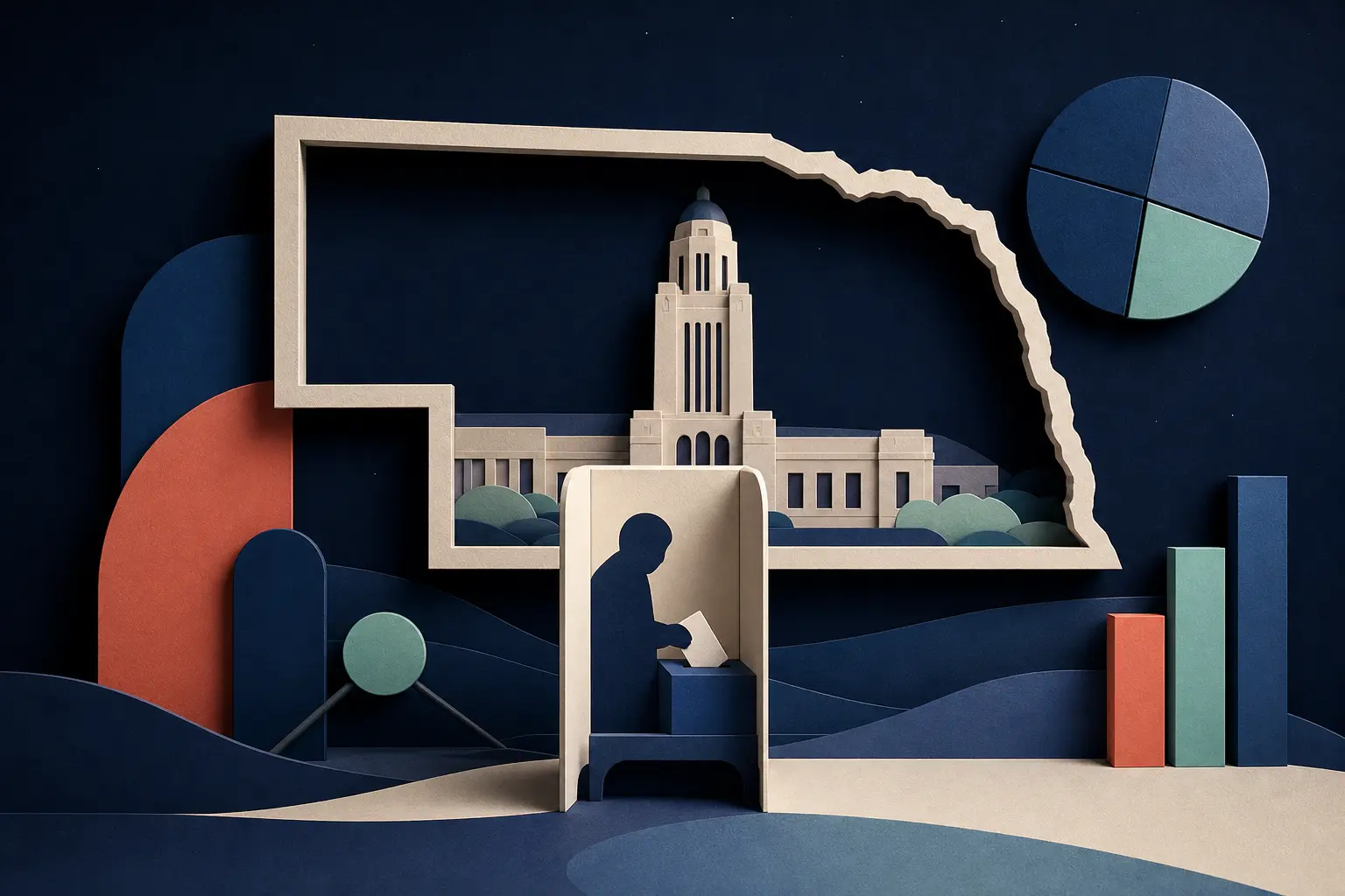 Editorial illustration for: Will the Republican candidate win the Nebraska U.S. Senate race in 2026?