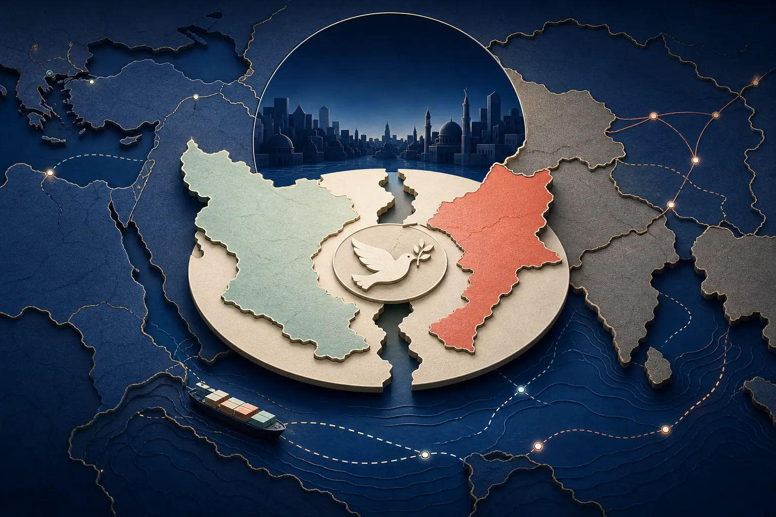Redaktionelle Illustration zum Ereignis: Wird der Waffenstillstand zwischen Israel und Iran bis zum 30. November 2026 halten?