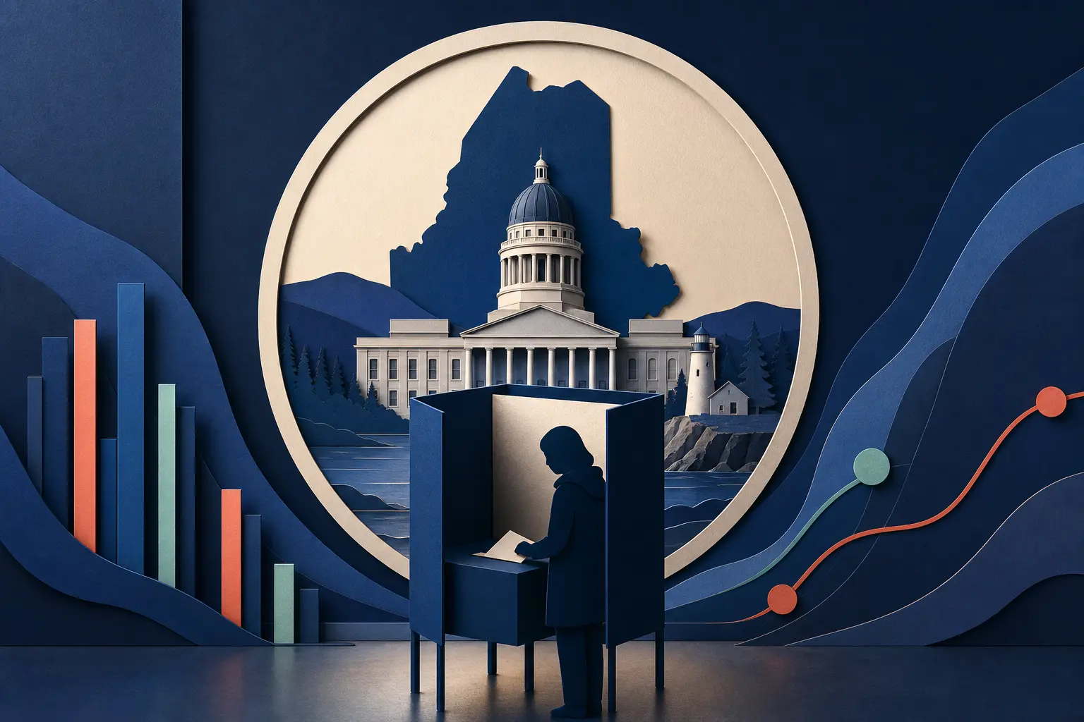 Editorial illustration for: Will the Democratic candidate win the 2026 Maine U.S. Senate race?