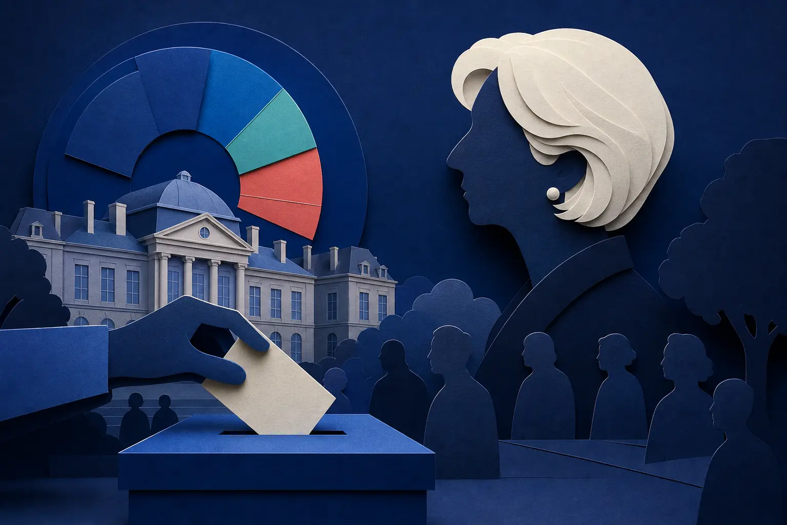 Redaktionelle Illustration zum Ereignis: Wird Christine Lagarde die französische Präsidentschaftswahl 2027 gewinnen?