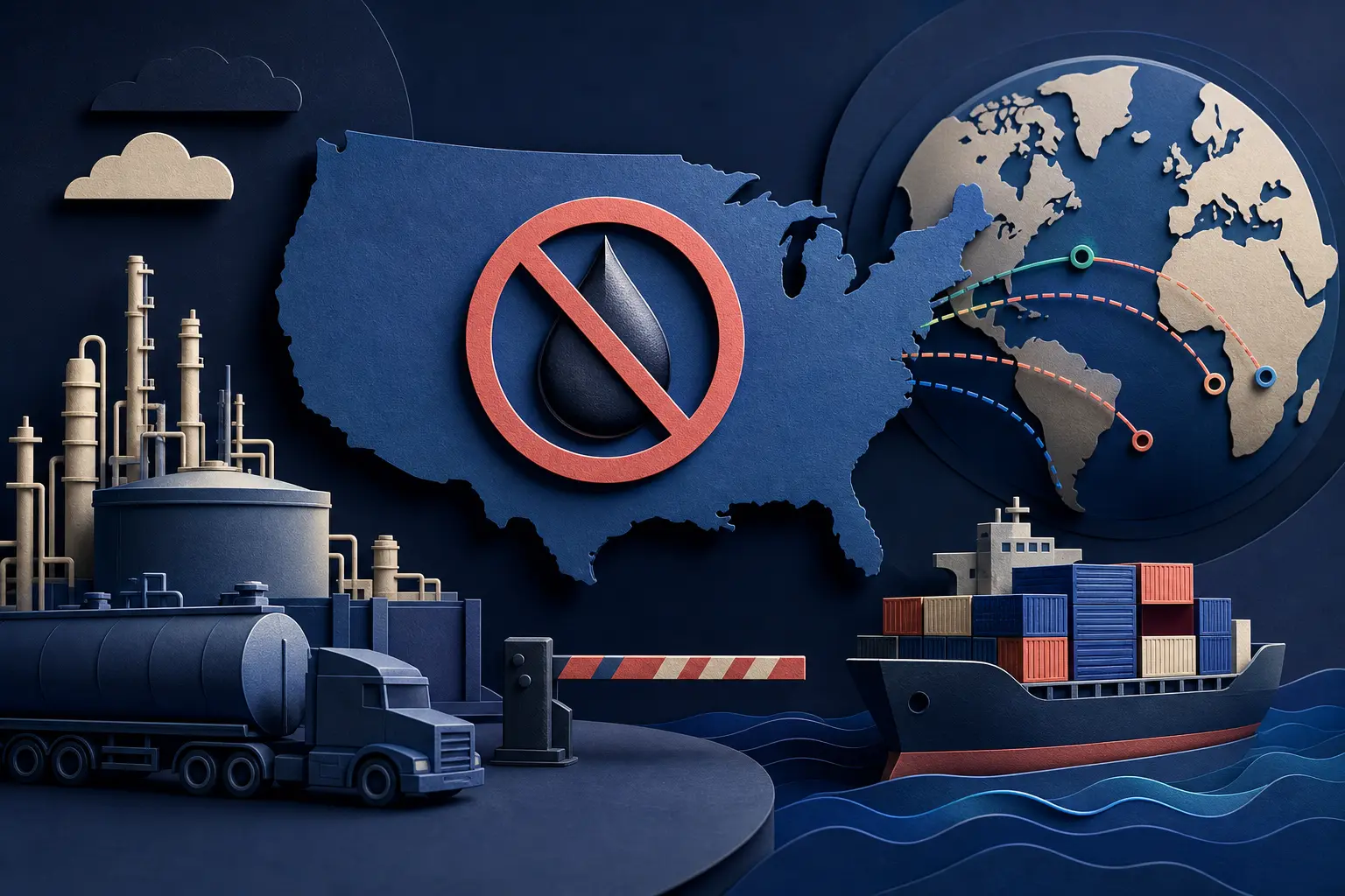 Editorial illustration for: Will the United States announce a ban on diesel exports by 31 October 2026?