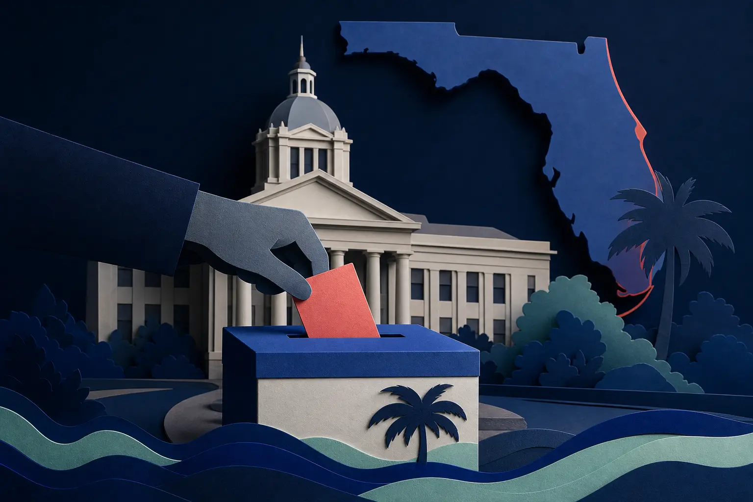 Editorial illustration for: Will the Republican candidate win the 2026 Florida governor race?