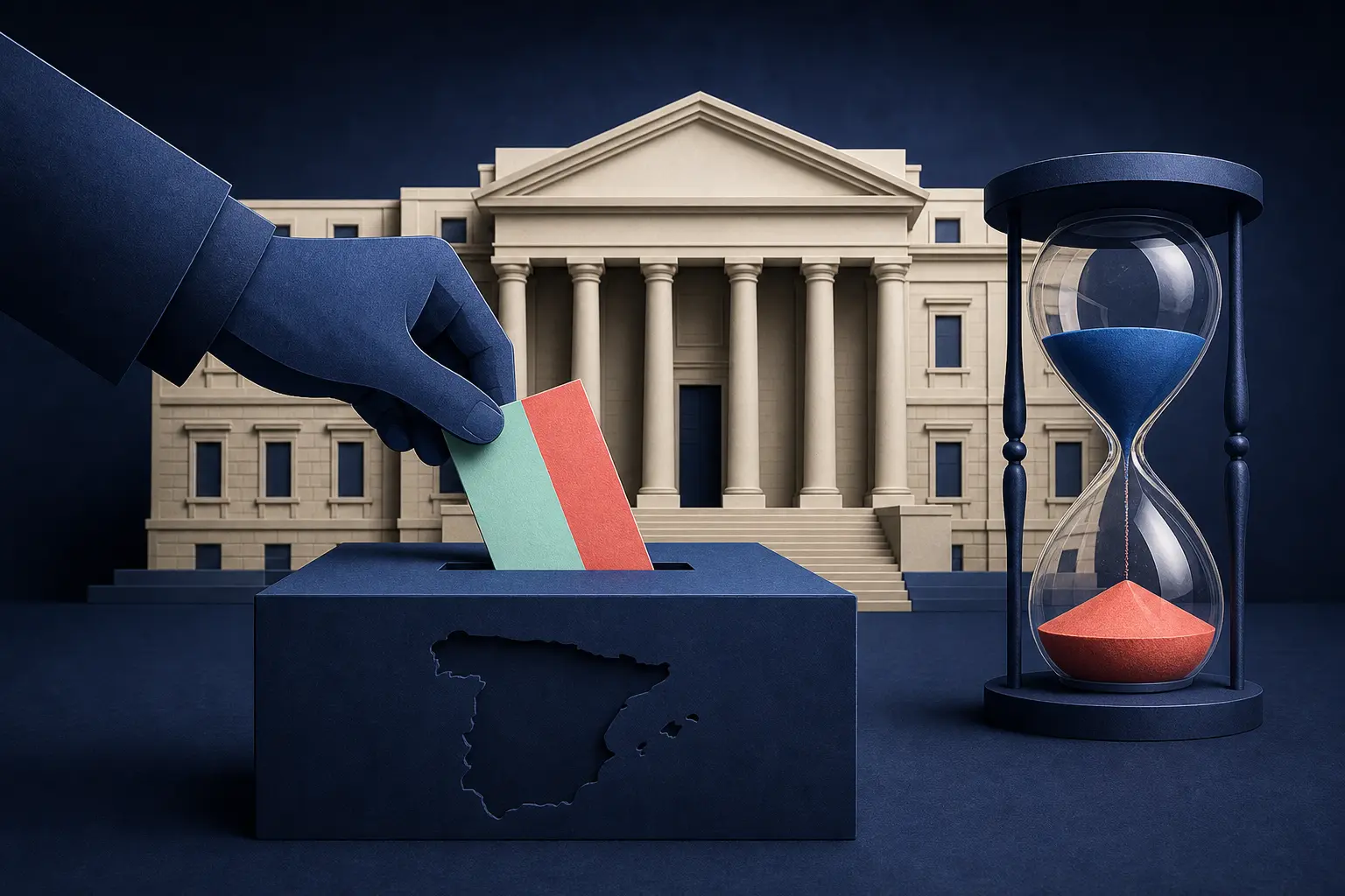 Editorial illustration for: Will Pedro Sánchez cease to be Prime Minister of Spain by 31 December 2026?