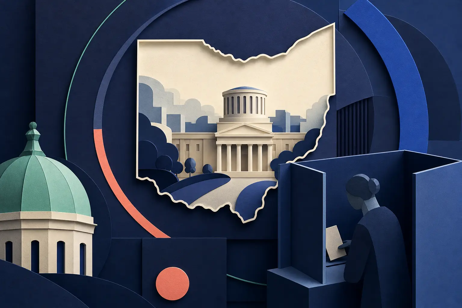 Editorial illustration for: Will the Democratic candidate win the 2026 Ohio governor race?