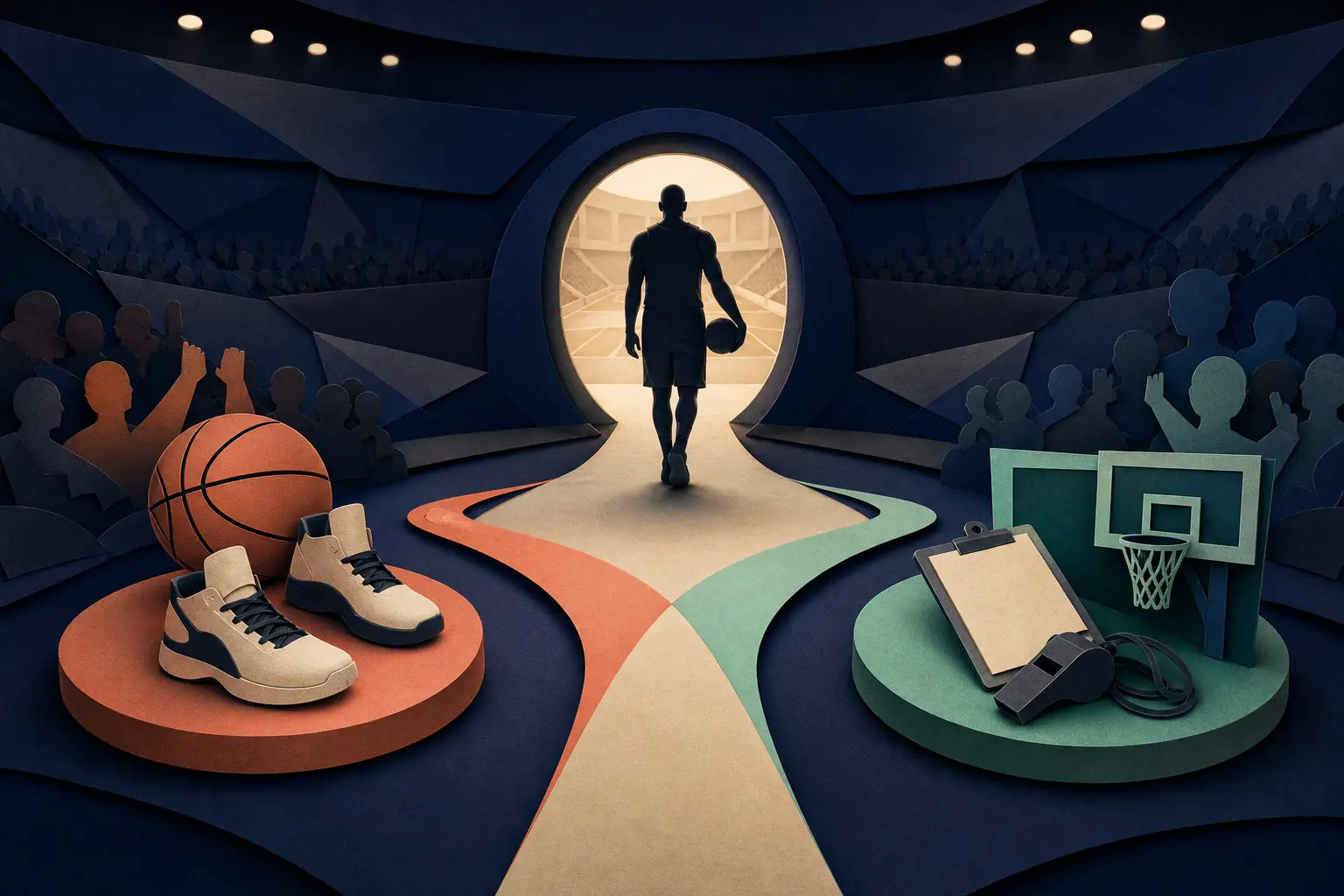 Editorial illustration for: Will LeBron James retire before the 2026-2027 NBA season starts?