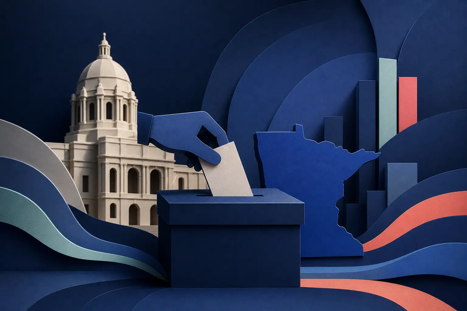 Editorial illustration for: Will the Democratic candidate win the 2026 Minnesota U.S. Senate race?